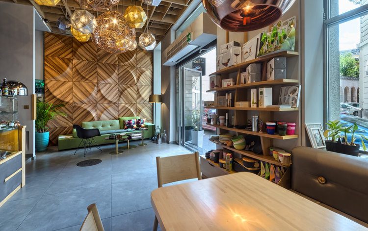 3d väggpaneler väggbeklädnad trä cafe shop modern mysig