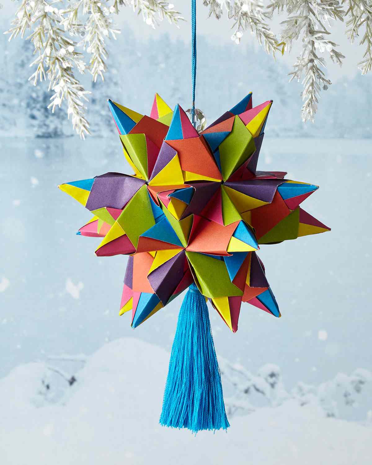 3d julstjärna gör färgglad modulär origami