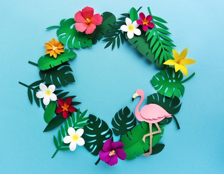 Papper krans tropisk look papper blommor tinker sommar
