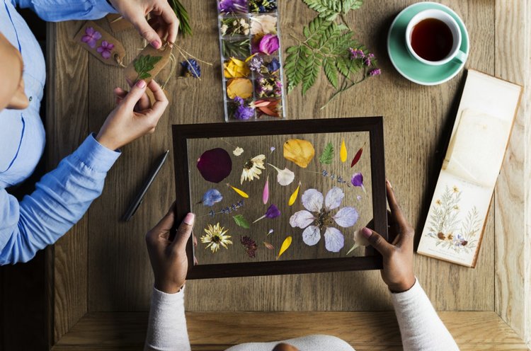 Craft idéer våren vuxen herbarium torkade blommor tavelram glas