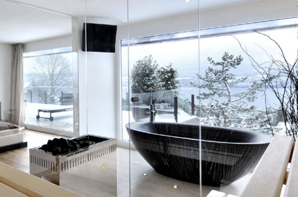 svart fristående badkar bagno sasso ocean collection