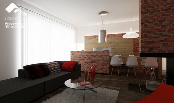 Idéer-liten-lägenhet-öppet-kök-tegel-sten-vägg