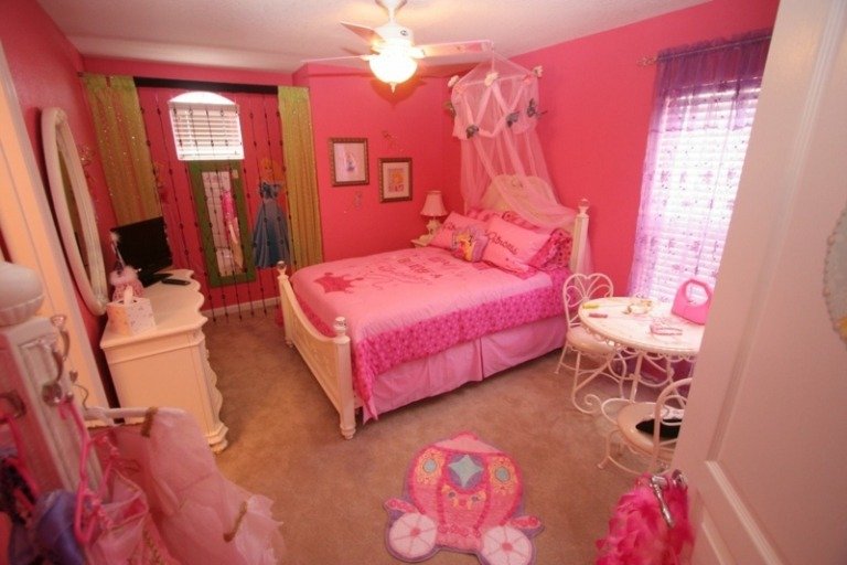 barnrum för små flickor rosa design prinsessa himmelssäng