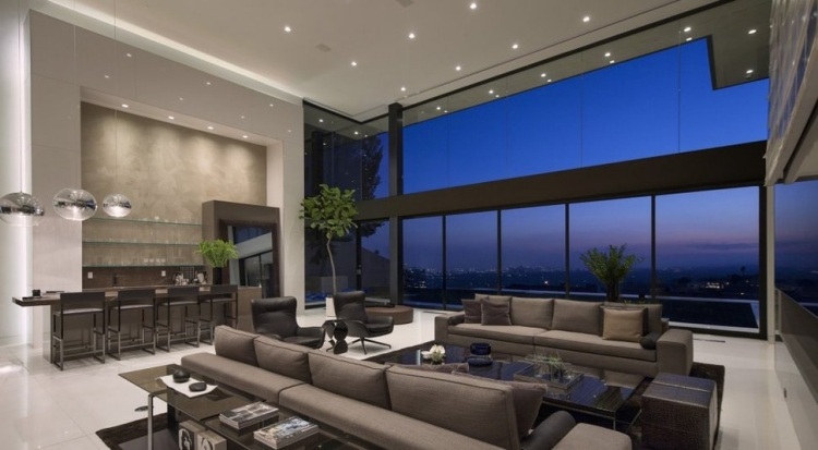 Luxury Homes Sunset Strip Living Area Bildfönster