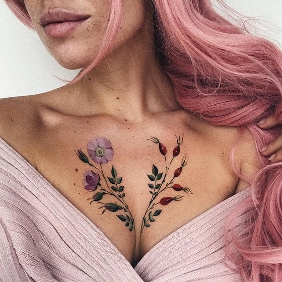 Ιδέες για λουλούδια τατουάζ στο στήθος