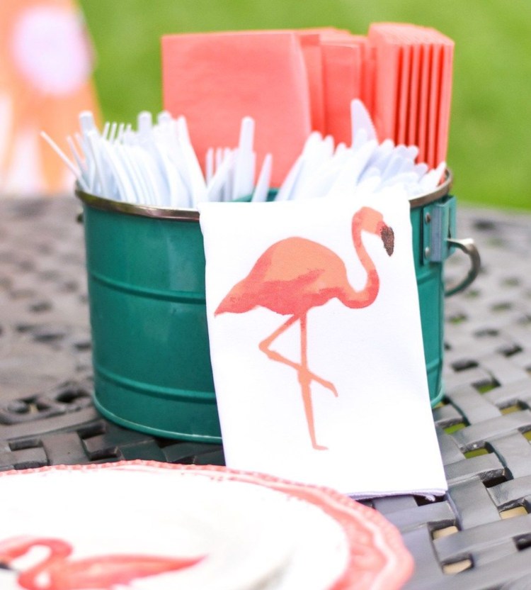 grillparty idéer servetter flamingo tryck