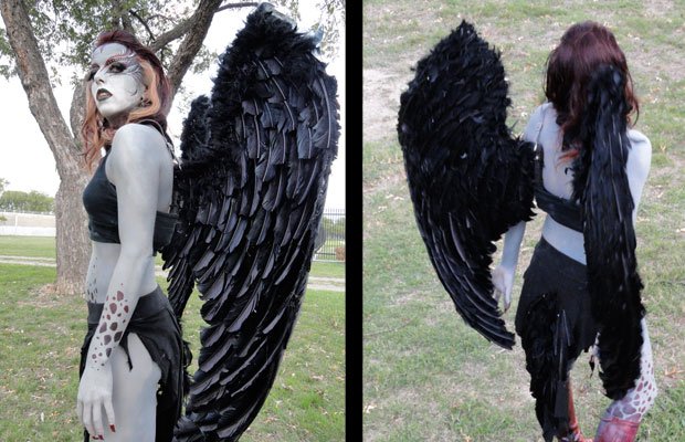Harpy halloween kostym kvinna idé svarta vingar