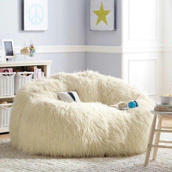 Soffa design vit fiber garn mjukt fleece vardagsrumsmöbler mysigt