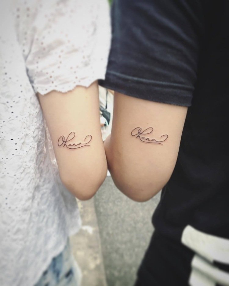 ohana tatuering familjesymbol som betyder idéer par
