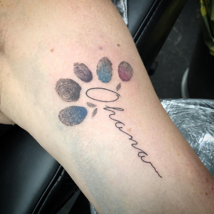 ohana familj tatuering symbol fingeravtryck familjemedlemmar