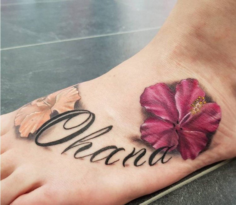 ohana familjetatuering som betyder blomfot