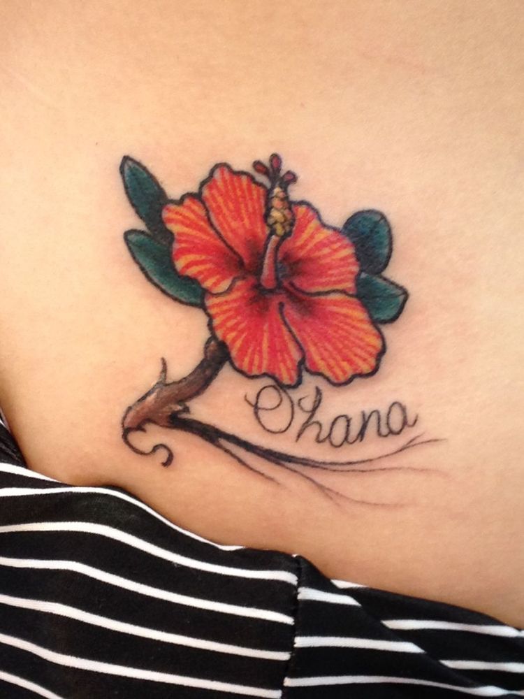 ohana tatuering marshmallow blomma röd