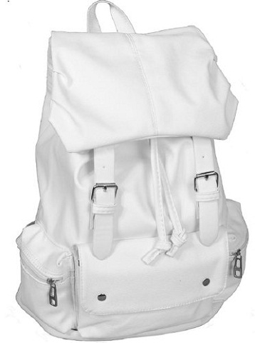 Valkoinen nahkainen koululaukku nuorille tytöille