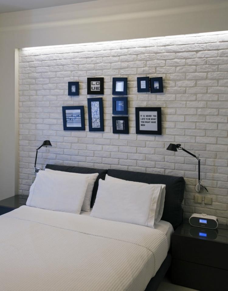 sovrum-vägg-design-tegel-optik-vit-led-belysning-tak-fotovägg