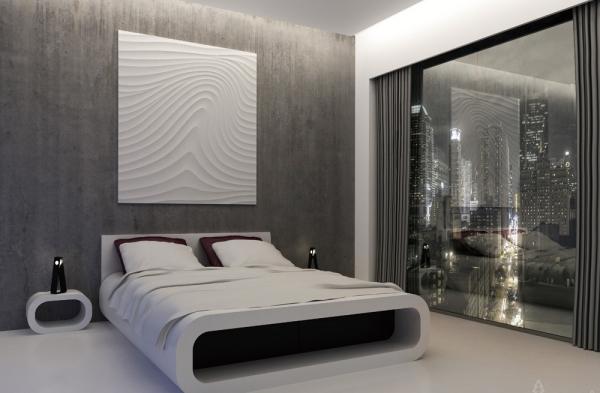 Väggdekoration textur minimalistisk sovrum vit