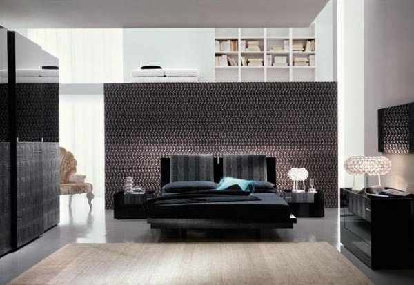 Deco-idéer sovrum-svart texturerad väggdekoration