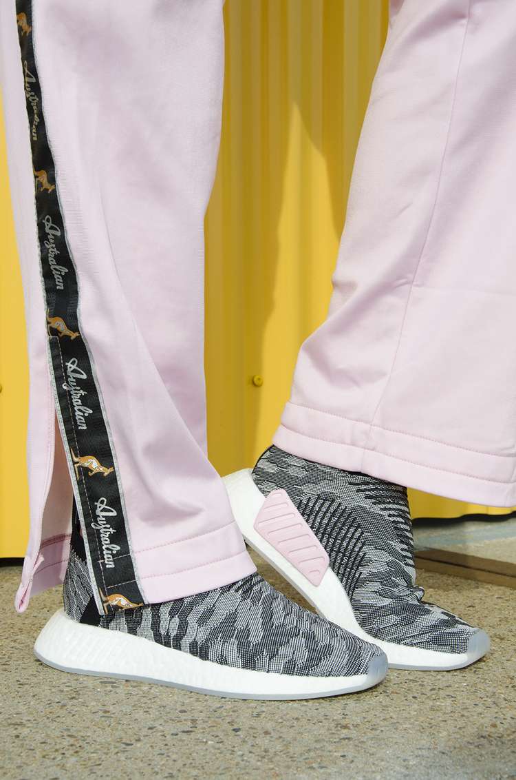 Adidas sneakers NMD -kollektionsserien Primeknit rosa sportbyxor