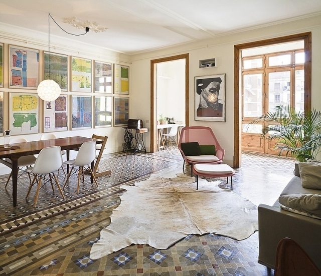 Eklektisk lägenhet golvplattor som lägger mosaikväggdesignbilder