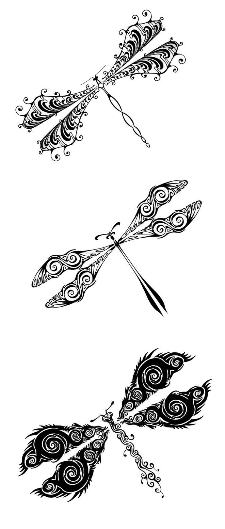 tatuering mall trollslända tribal design