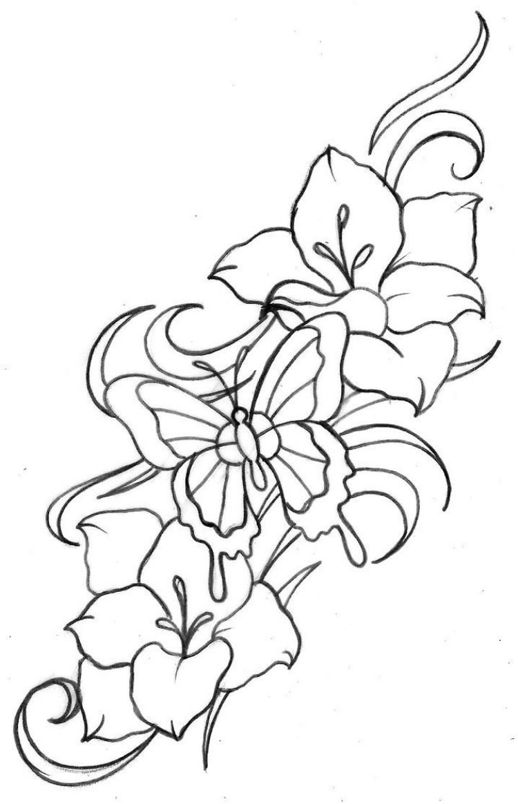 tatuering-mallar-blommor-fjäril-motiv