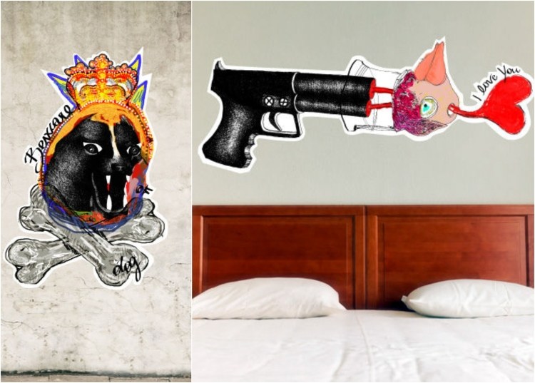 cool-vägg-tatueringar-ungdoms-rum-abstrakt-graffitikonst