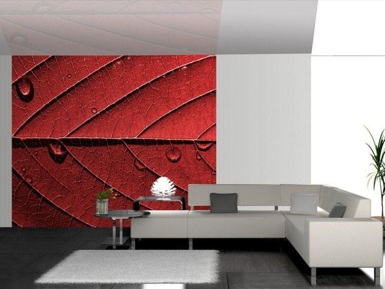 Non-woven-wallpaper-red-leaf-optics-LGD01