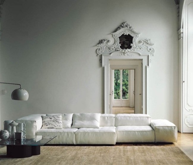 stoppad soffa vit EXTRASOFT Piero Lissoni living divani