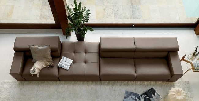 HUGO lädersoffa modulär soffa brun gamma international