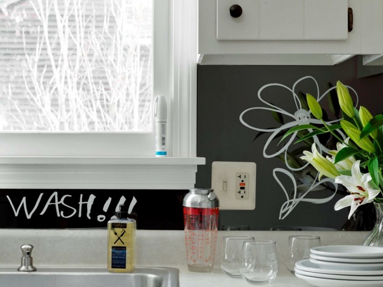 väggpaneler kök plexiglas anteckningar idé svart blomma