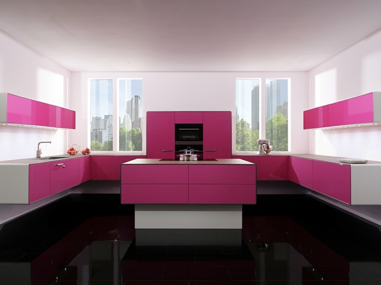 moderna k + chen rosa-design-vita-högglansiga skåp