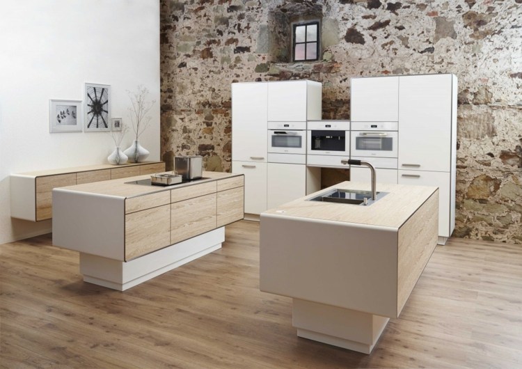 moderna kök sten-vägg-beige-trä-minimalistisk