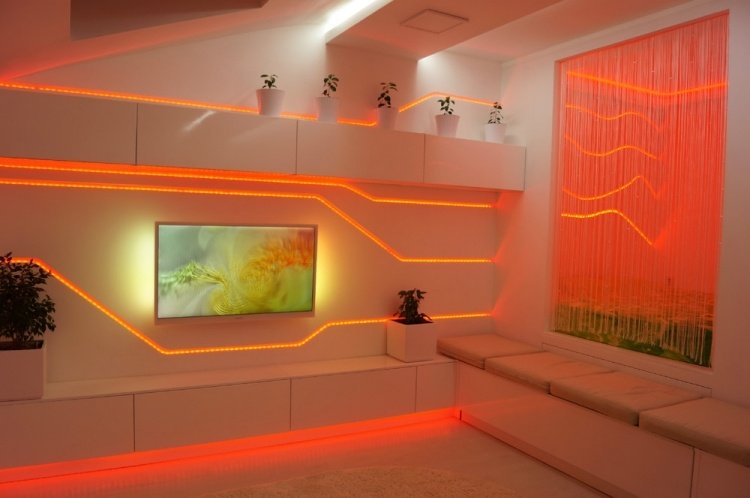 Väggbelysning-idéer-vardagsrum-led-remsor-färgbyte