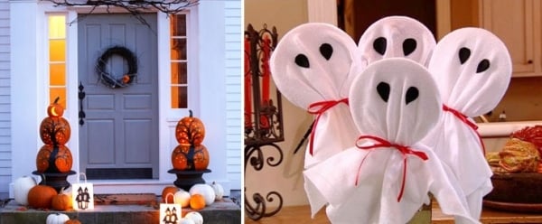 halloween dekoration inuti utanför pumpor som målar spöken