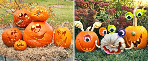 halloween utomhus dekor idéer pumpor carving monster look