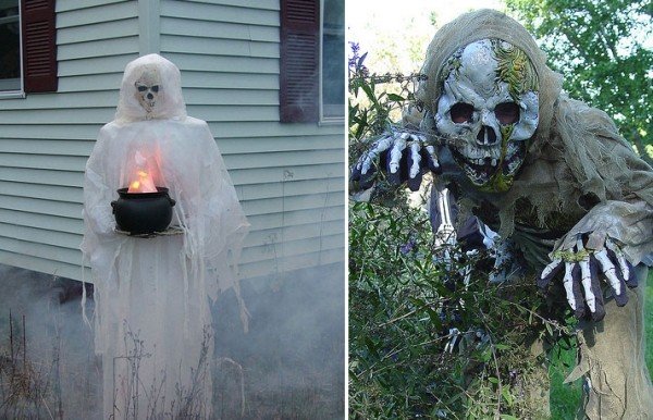 halloween dekorationer skelett kittel vit förklädnad