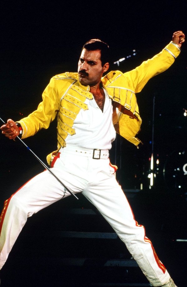 Freddie Mercury Queen Halloween Ideas Kostymer gul jacka-vit kostym