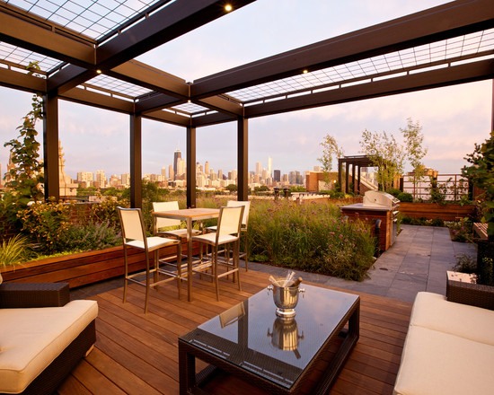 pergola metall konstruktion planka golv takterrass