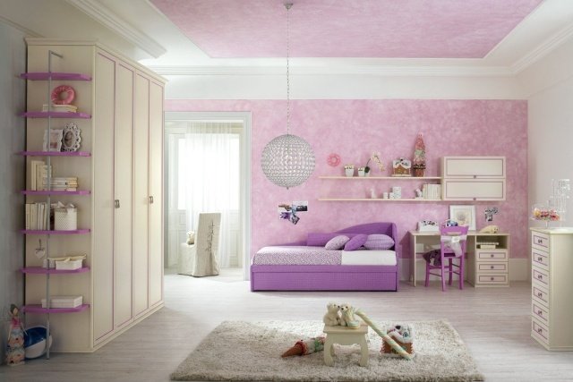 rosa tjejerumsmöbler med möblerad bäddsoffa av hög kvalitet