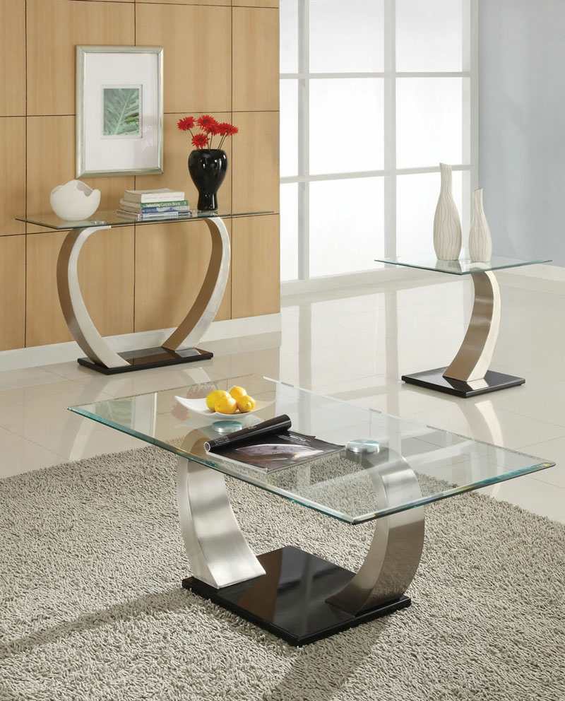 design soffbord glas stål idé bordsskiva vardagsrumsmöbler