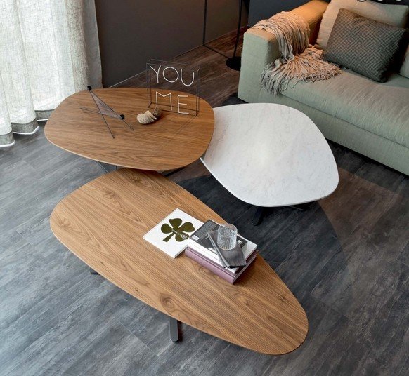 soffbord modern design trä marmor vit kombination