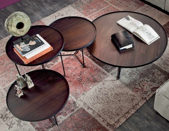 design soffbord rund metall bordsskiva i svart trä