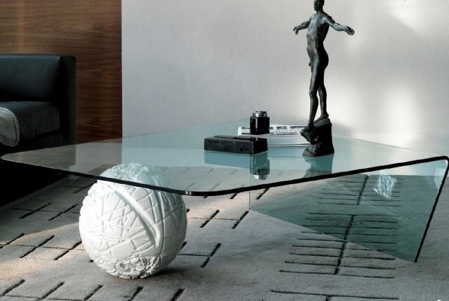 design soffbord glas tallrik boll vit istället för ben