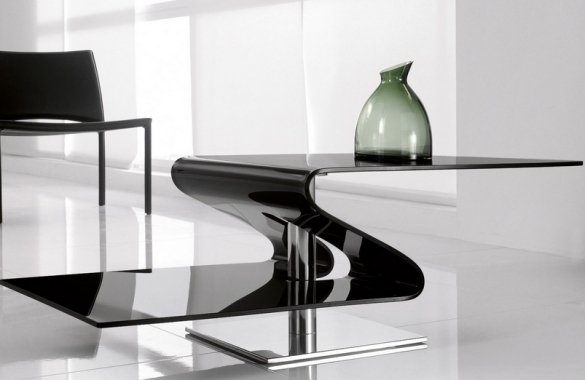 sidobord svart glas stål bas design