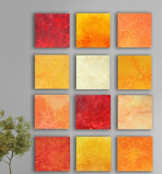 Orange-röda-färger-som-ett-mönster-för-väggen-färgen