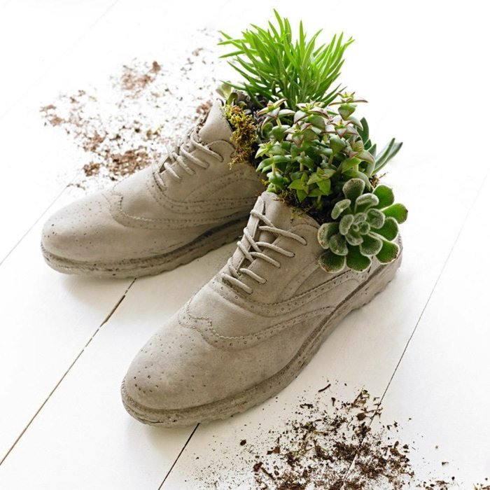 dekoration trädgård original blomkruka skor succulenter