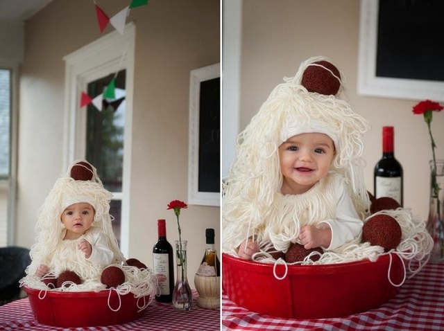 handgjorda-karneval-kostymer-baby spaghetti köttbullar