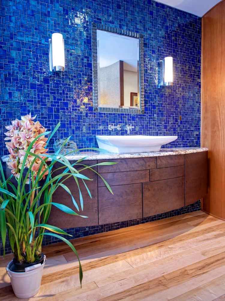 Modernt kakel-badrum-fåfänga-mosaik-blå-keramisk-lampa