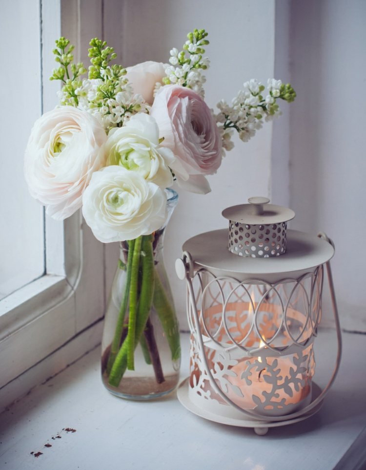 deco fönsterbräda romantisk vintage idé gör dig själv lykta rosor