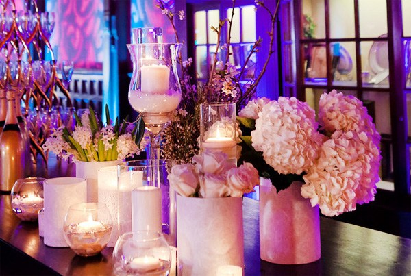 romantiska ljus design idéer bröllop vaser