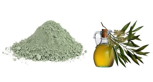 Teepuuöljy ja vihreä savi kasvopakkaus